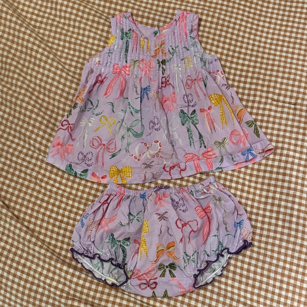 Pink Chicken Bow Bloomer Set
